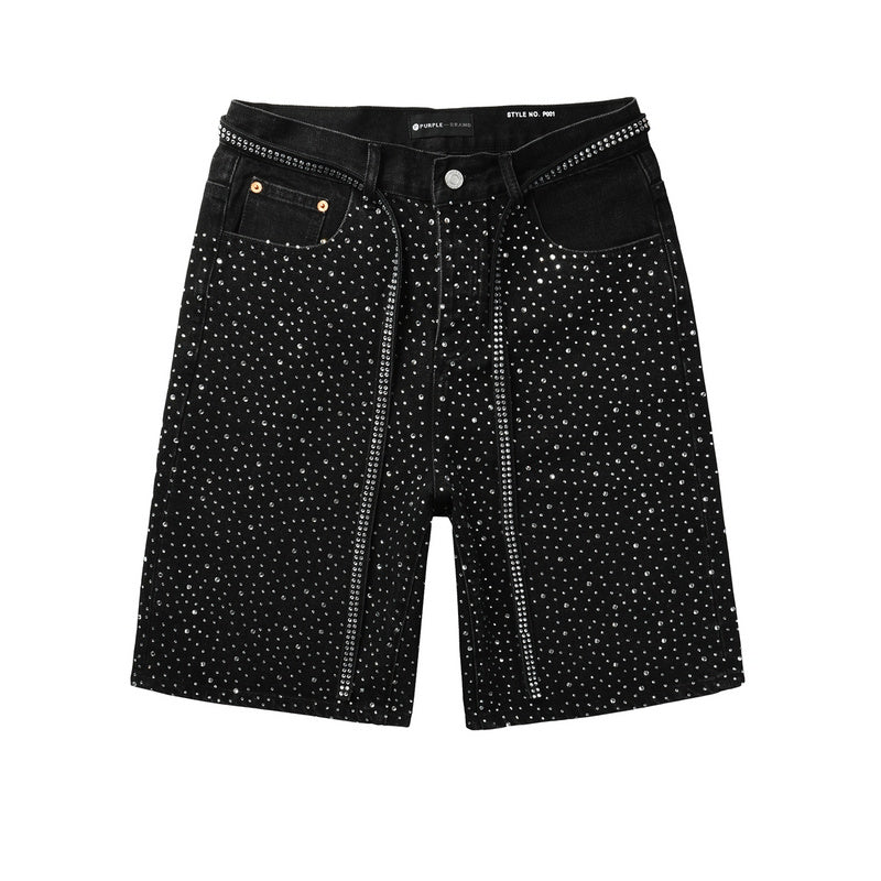 Purple Brand Crystal Diamond Denim Shorts #5095