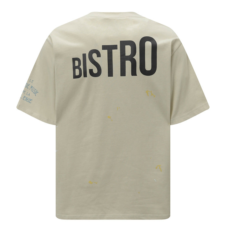 GALLERY DEPT. Men's Natural Paint-Splattered Distressed Printed Cotton-Jersey T-